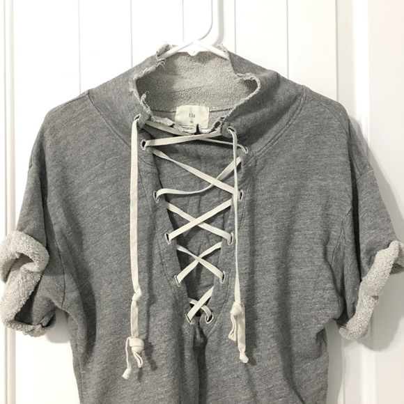 Anthropologie T-La Laced-up S/S Sweatshirt - Picture 3 of 5